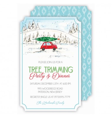 Christmas Invitations, Christmas Tree on Car, Roseanne Beck